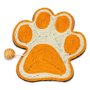 Rascador huella naranja con bola - para gatos - 40 x 36 cm